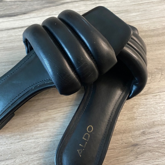 Aldo Goani Puffy Slide Square Toe Sandal Black Size 5 - Picture 7 of 13